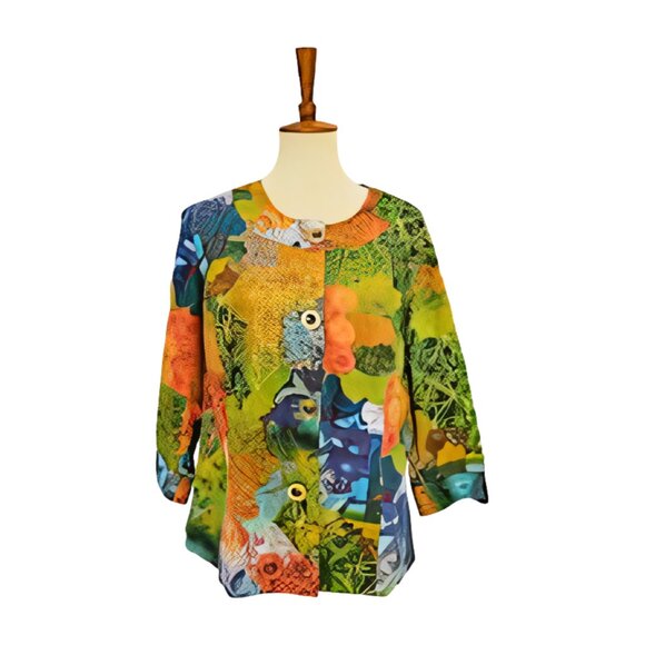 Coldwater Creek multicolor blazer or cardigan, size W18, pockets - Picture 1 of 9